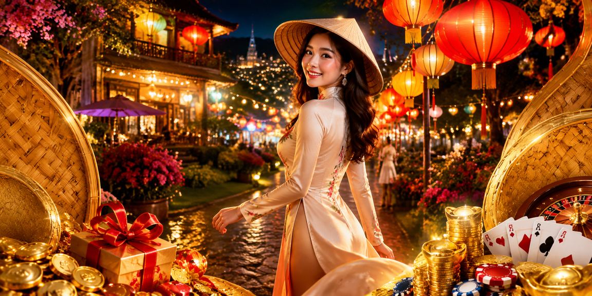 Phụ nữ Đà Lạt đội nón lá thưởng thức giải trí casino trong không gian thư giãn